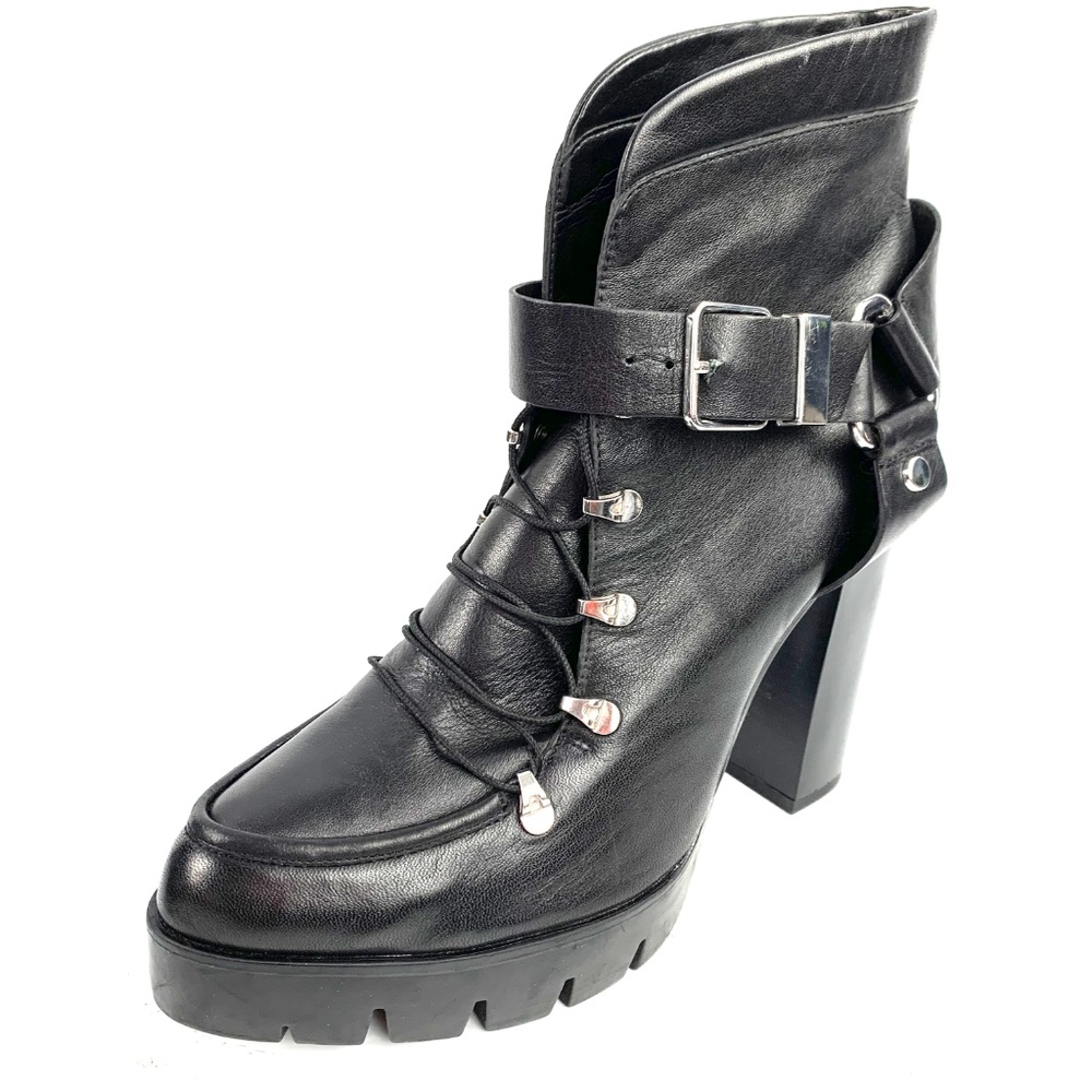 ZARA Leather Platform Ankle Boots - Picture 1 of 8